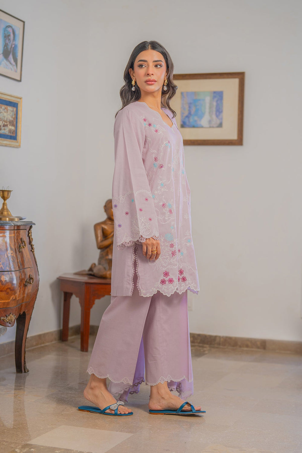 Sahar Women RTW Chikankari Embroidered Lawn 2 Piece Suit Pastel Petal - Festive Collection