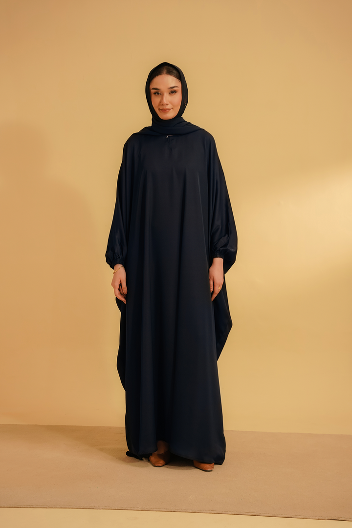 Divinely Crafted Abaya Casual Crepe 1 Piece Kaftan Abaya | Navy