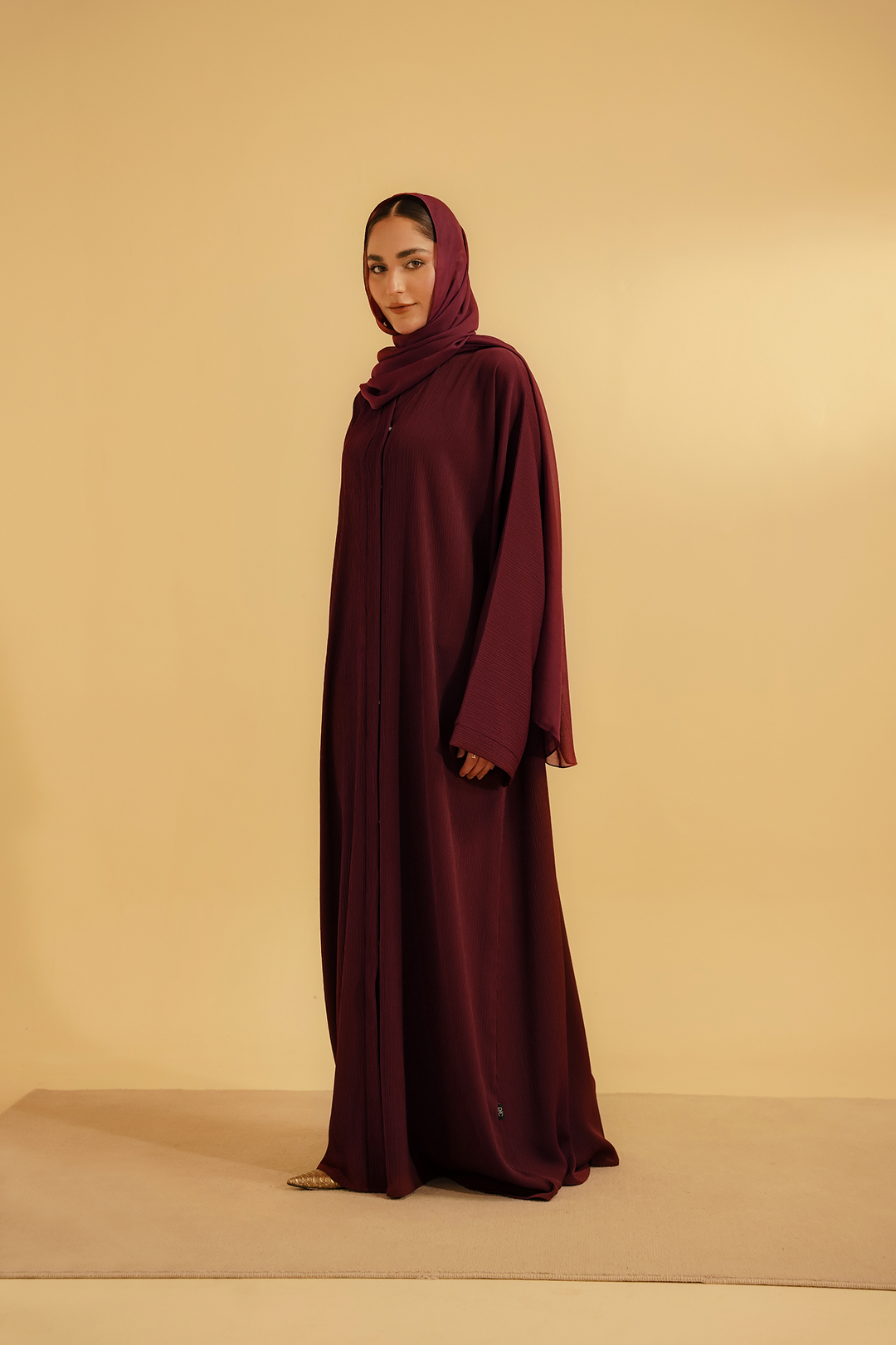 Divinely Crafted Abaya Casual Crepe 1 Piece Textured Abaya | Maroon