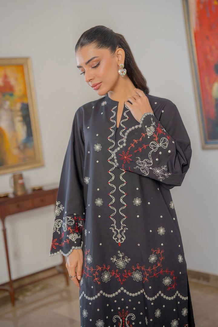 Sahar Women RTW Chikankari Embroidered Lawn 2 Piece Suit Black Dahlia - Festive Collection