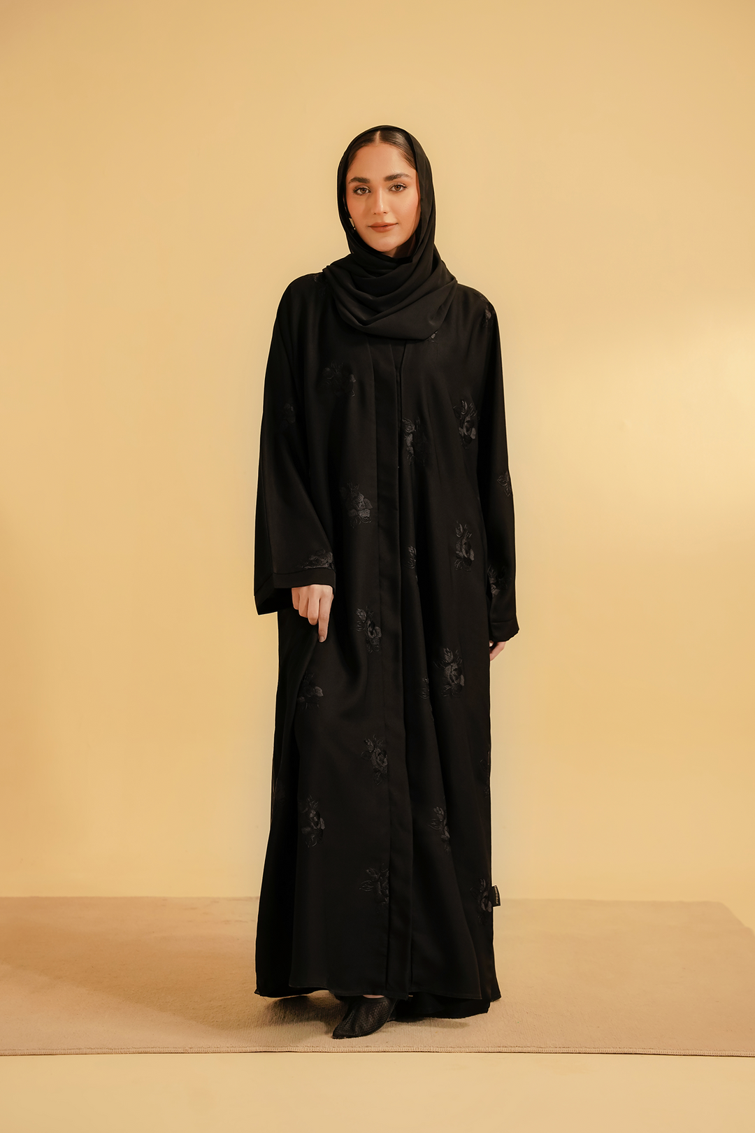 Divinely Crafted Women Basic Embroidered Black Abaya - Summer Collection