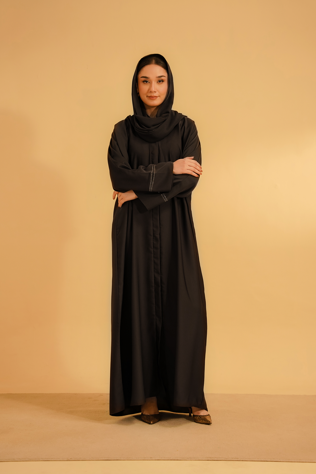 Divinely Crafted Abaya Casual Crepe 1 Piece Basic Diamante Abaya | Brown
