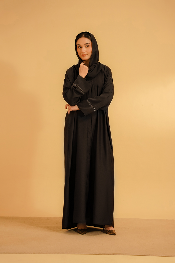 Divinely Crafted Abaya Casual Crepe 1 Piece Basic Diamante Abaya | Brown