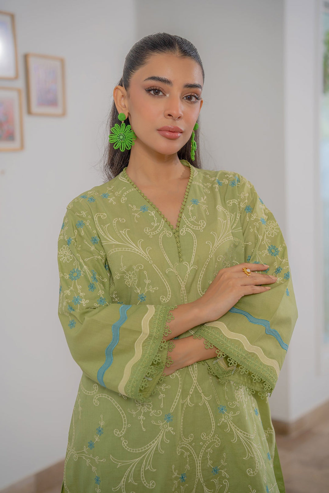 Sahar Women RTW Chikankari Embroidered Lawn 2 Piece Suit Emerald Whisper - Festive Collection