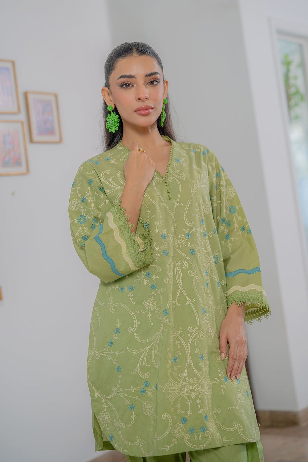 Sahar Women RTW Chikankari Embroidered Lawn 2 Piece Suit Emerald Whisper - Festive Collection