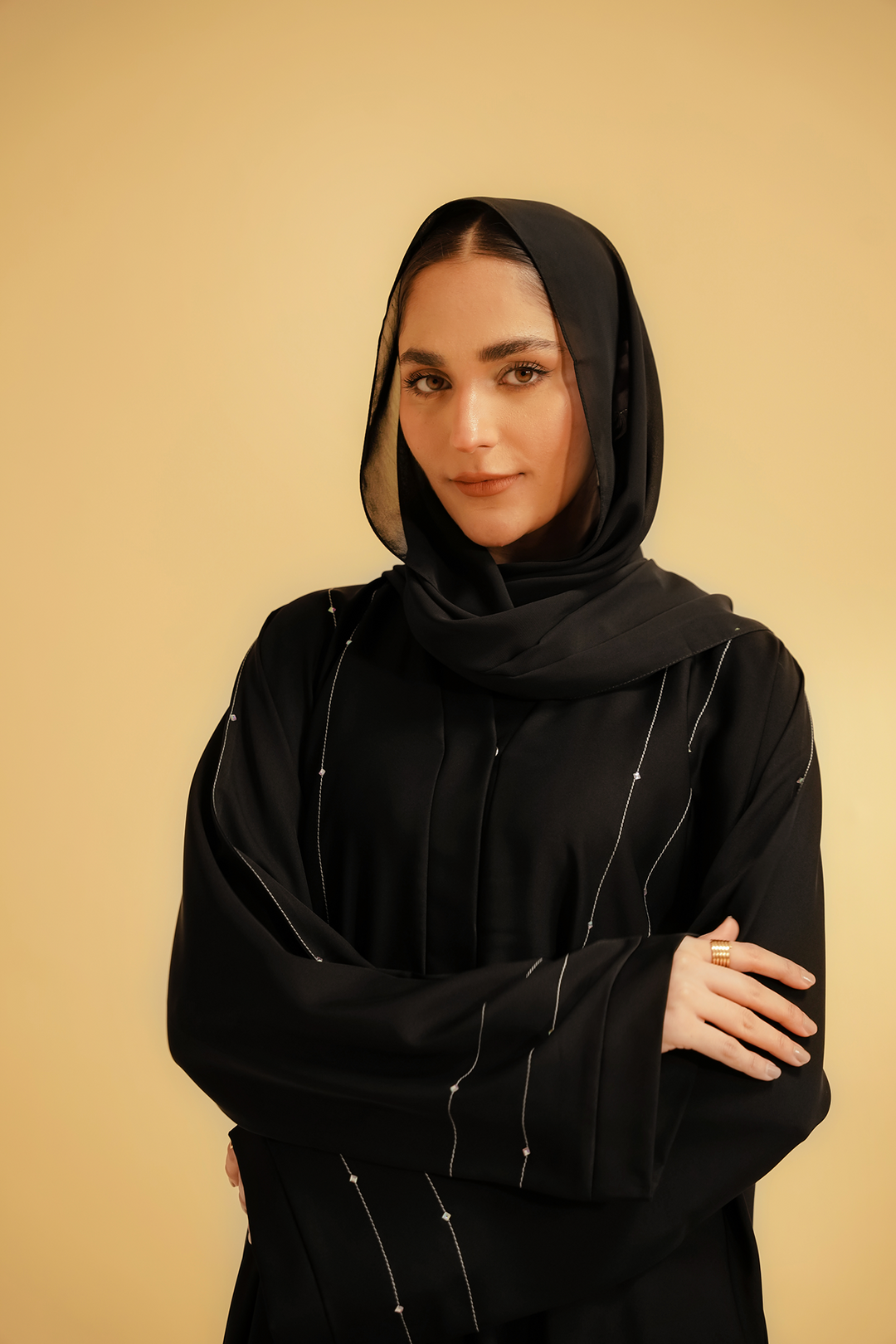 Divinely Crafted Abaya Casual Crepe 1 Piece Embellished Abaya | Black