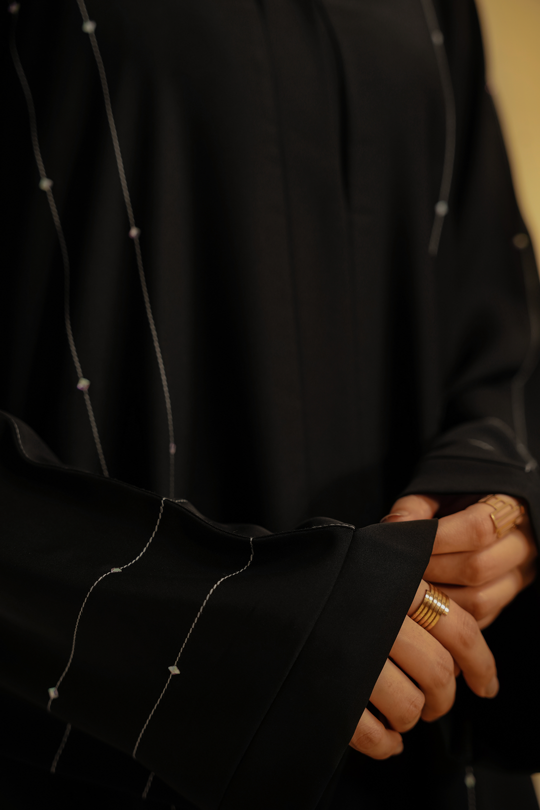 Divinely Crafted Abaya Casual Crepe 1 Piece Embellished Abaya | Black