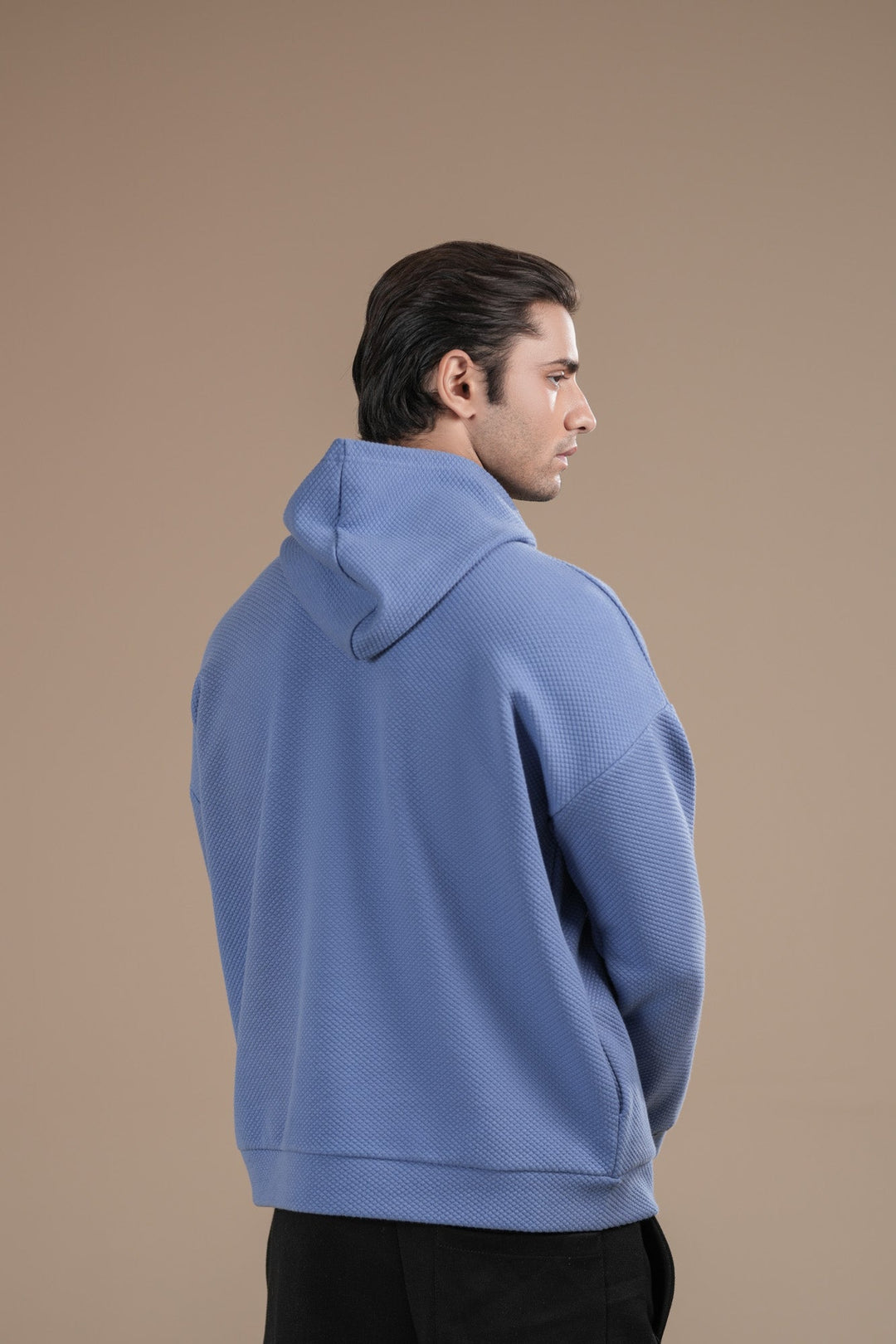 Muraqsh Ready To Wear Solids Fleece Men Sky Blue Pullover Hoodie Relaxed Fit ABDBWPH - Winter Collection