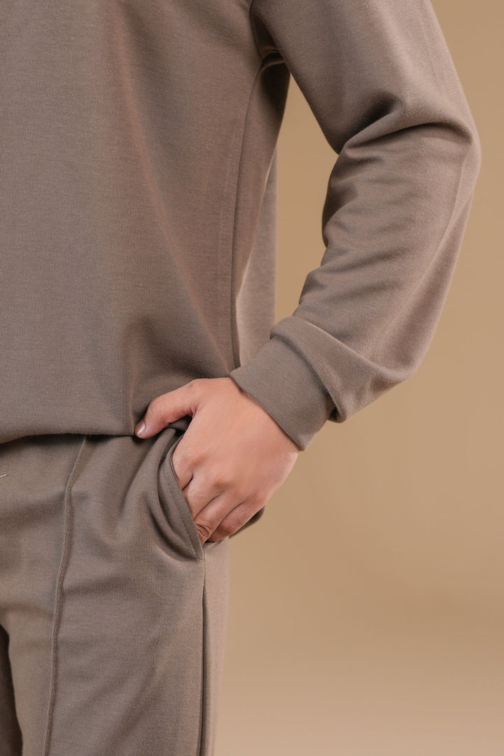 Muraqsh Ready To Wear Solids Cotton Men French Beige Interlock Coord Set ABD-FBICS - Summer Collection