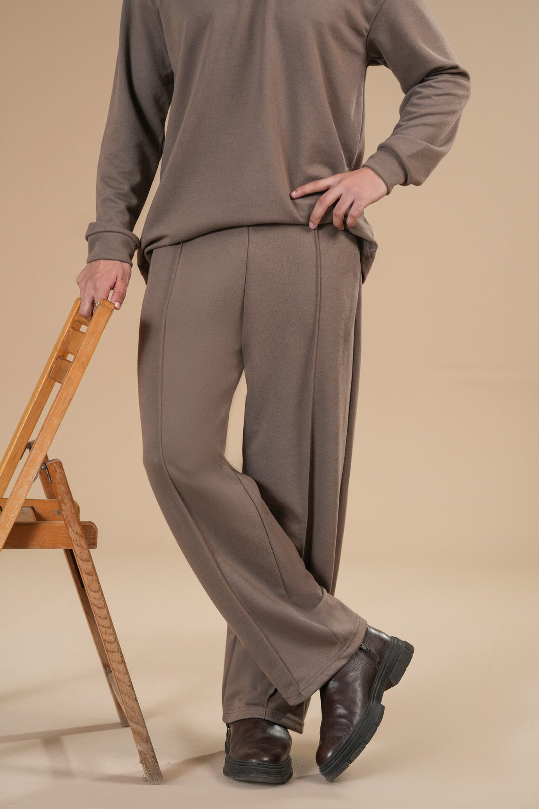 Muraqsh Ready To Wear Solids Cotton Men French Beige Interlock Coord Set ABD-FBICS - Summer Collection