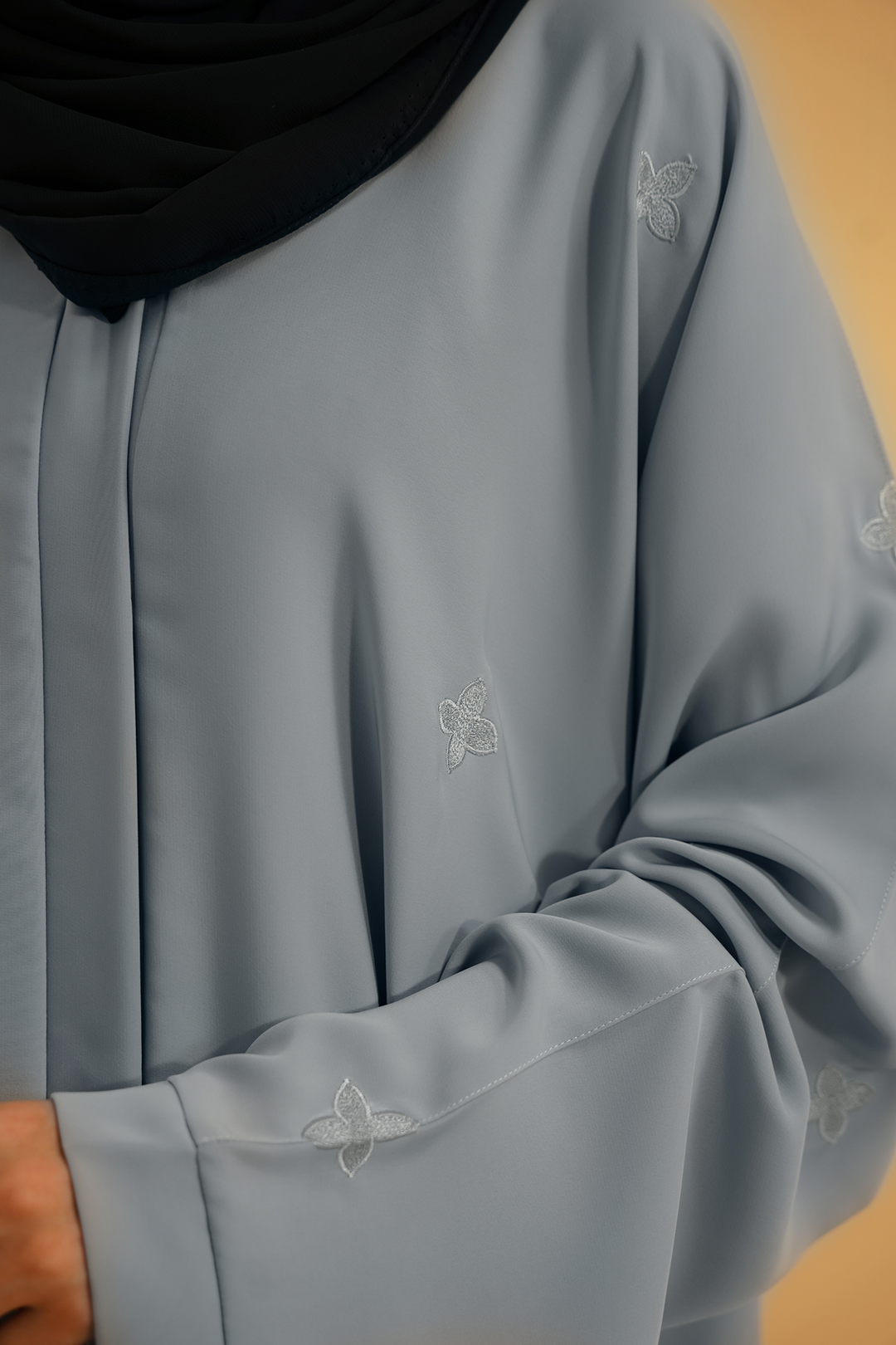 Divinely Crafted Abaya Casual Crepe 1 Piece Embroidered Abaya | Sky Blue