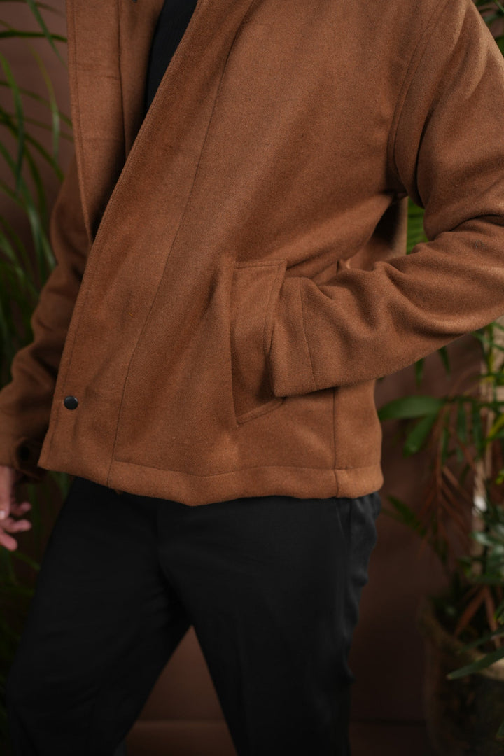 Muraqsh Ready To Wear Solids Cotton Men Camel Tailored Wool Coat ABD-CTWC - Summer Collection