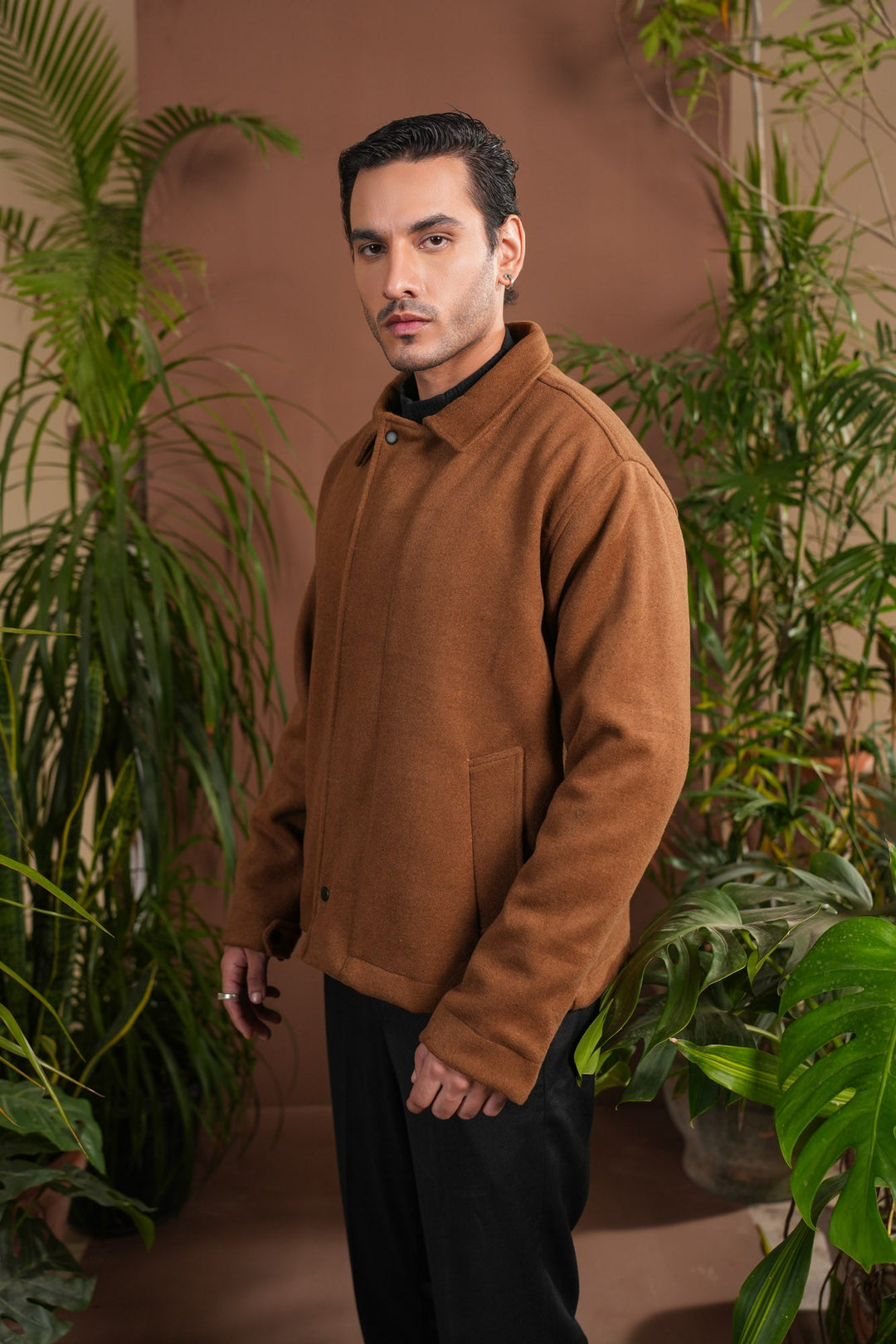 Muraqsh Ready To Wear Solids Cotton Men Camel Tailored Wool Coat ABD-CTWC - Summer Collection