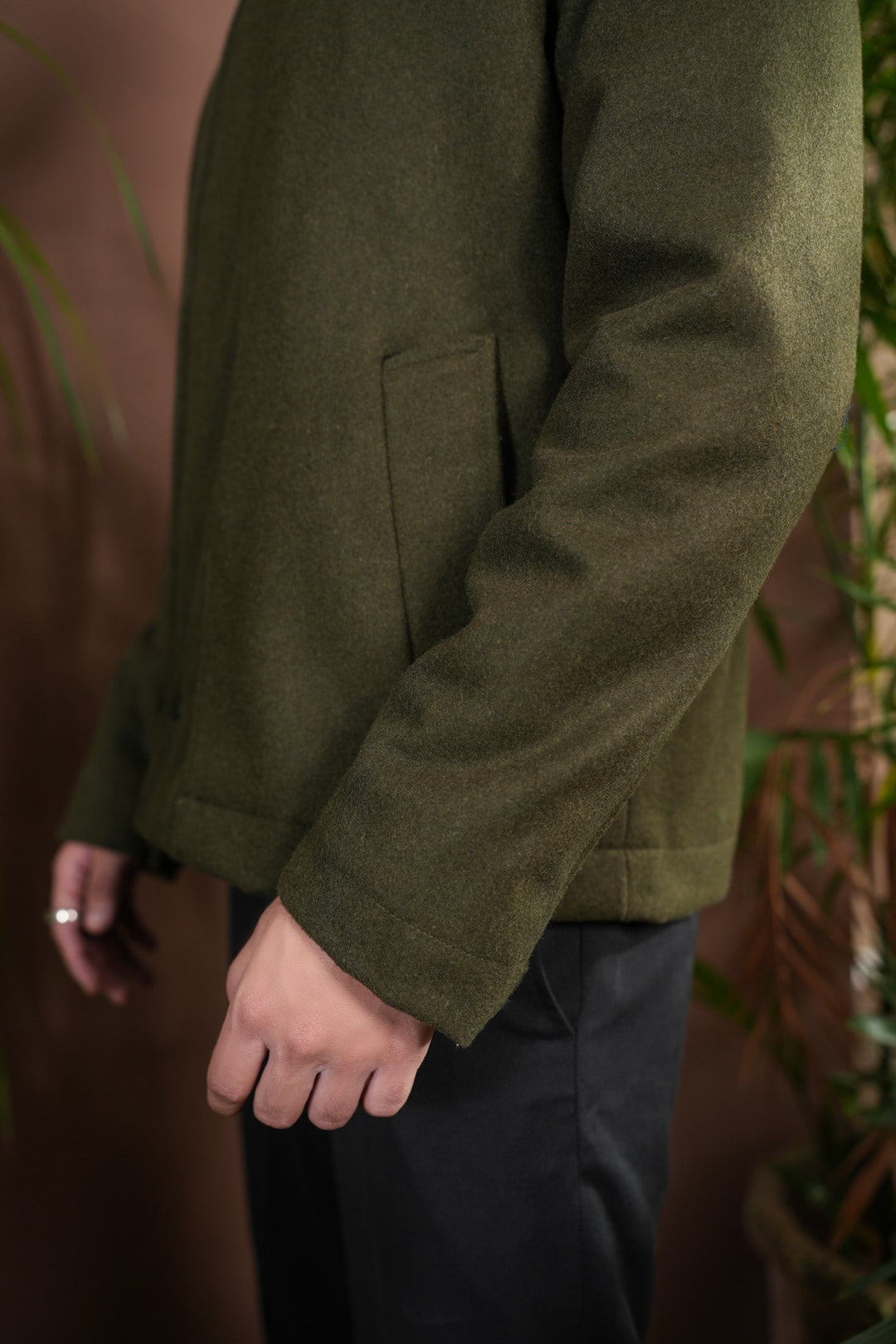 Muraqsh Ready To Wear Solids Cotton Men Green Tailored Wool Coat ABD-GTWC - Summer Collection