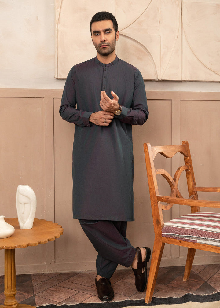 Riwayat by Buraq Mens RTW Solids Cotton 2 Piece Suit Dark Grey Casual Collection