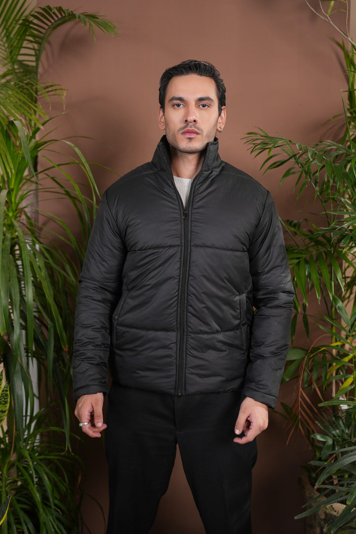 Muraqsh Ready To Wear Solids Jacquard Men Black Puffer Jacket ABD-BPJ - Winter Collection