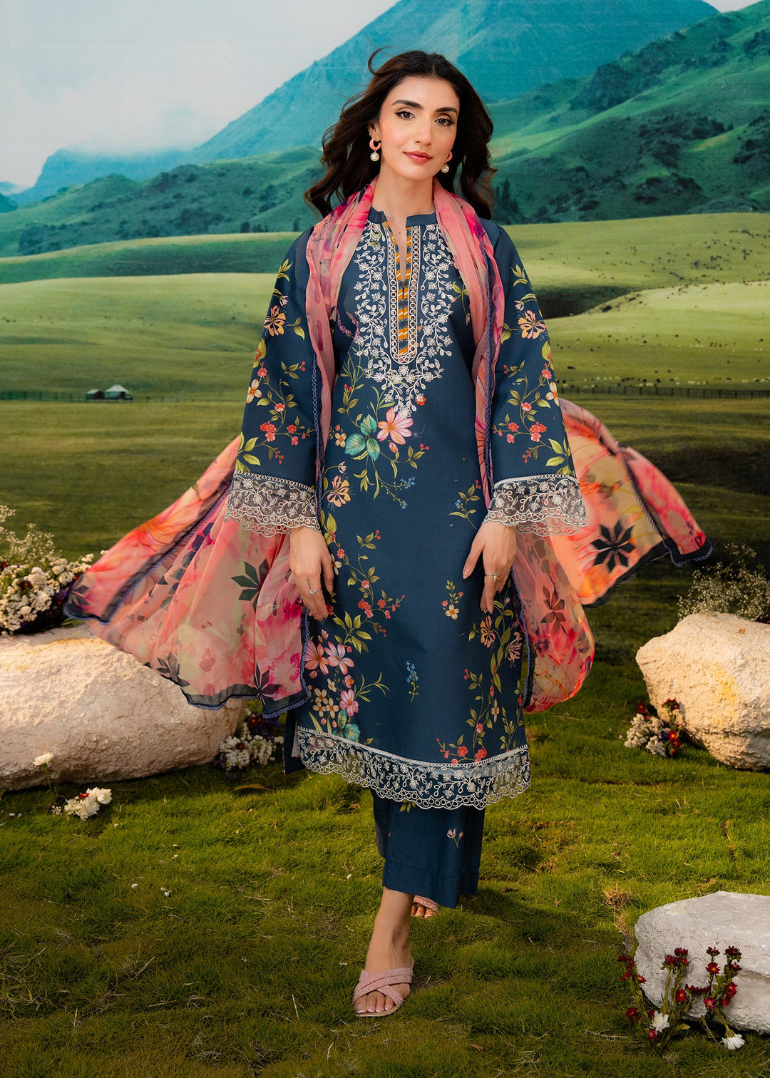 Elysian by Meerak RTW Embroidered Lawn 3 Piece Suit Aster Casual Collection