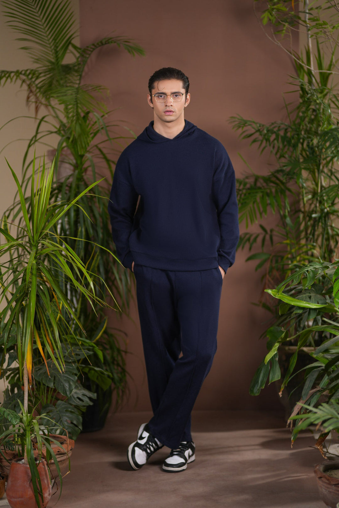 Muraqsh Ready To Wear Solids Waffle Men Navy Blue Coord Set ABD-NBWCS - Summer Collection