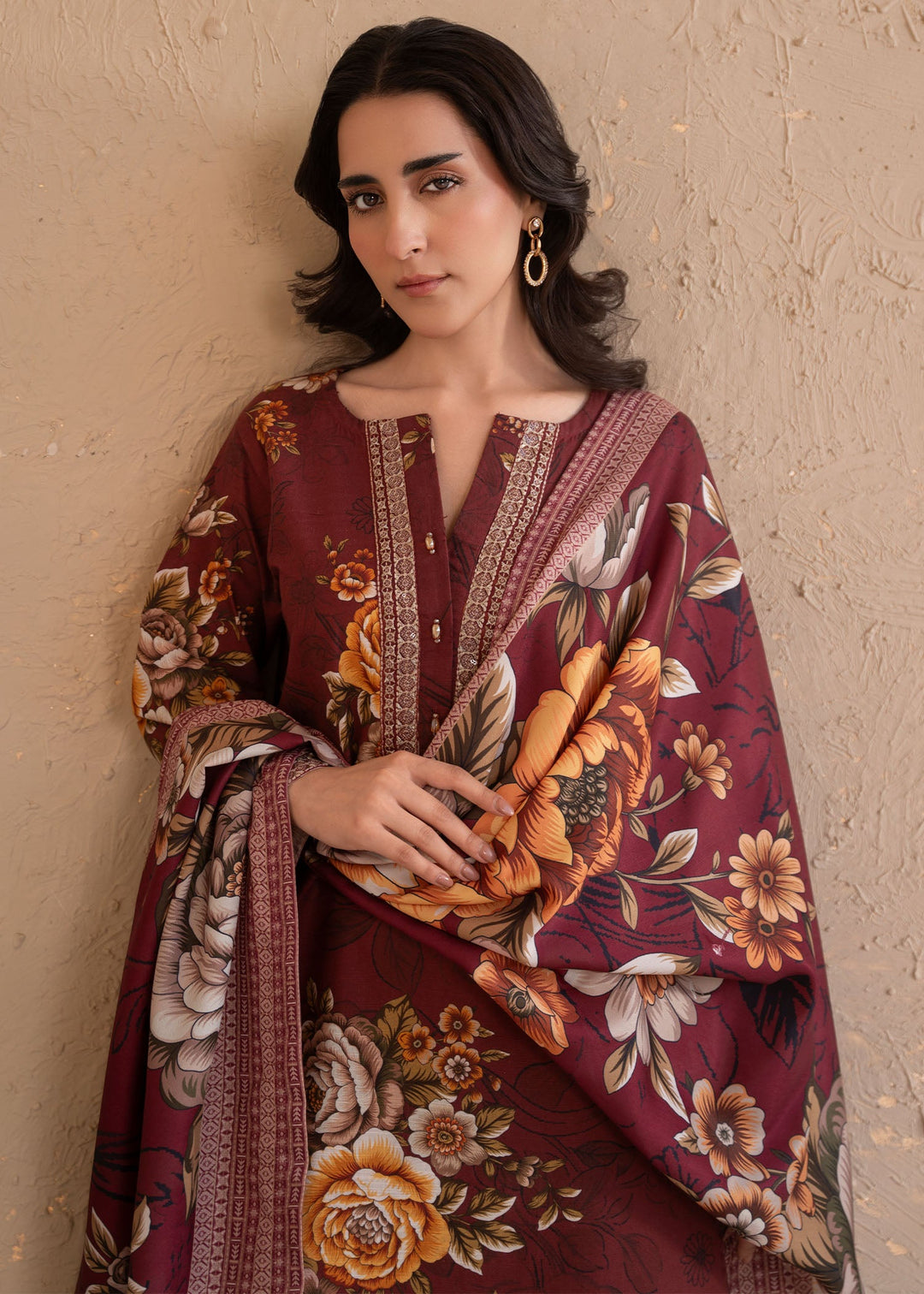 Meerak Women Khaddar Pret 3 Piece Embroidered Khaddar 202 - Winter Collection