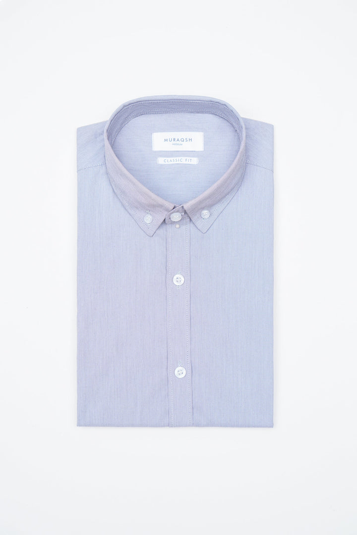 Muraqsh Ready To Wear Solids Cotton Men Grey Textured Casual Shirt ABD-GTCS - Summer Collection