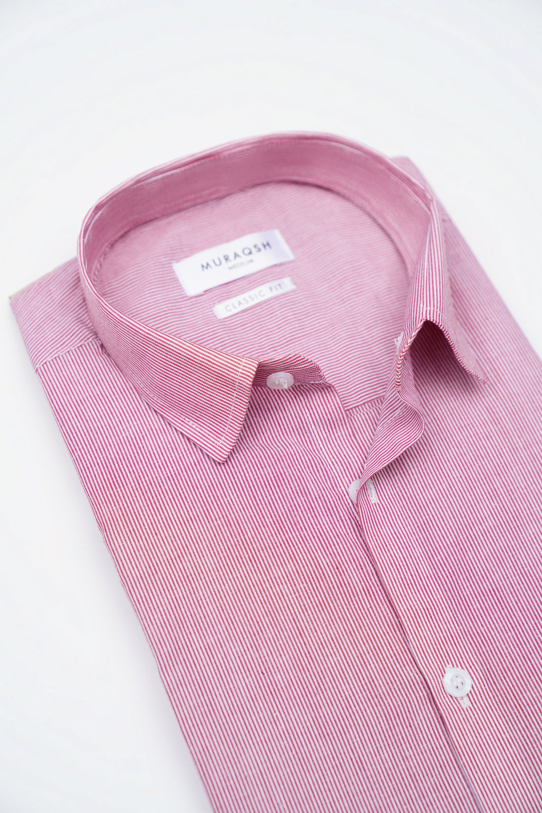 Muraqsh Ready To Wear Solids Cotton Men Red Striped Formal Shirt ABD-RSFS - Summer Collection