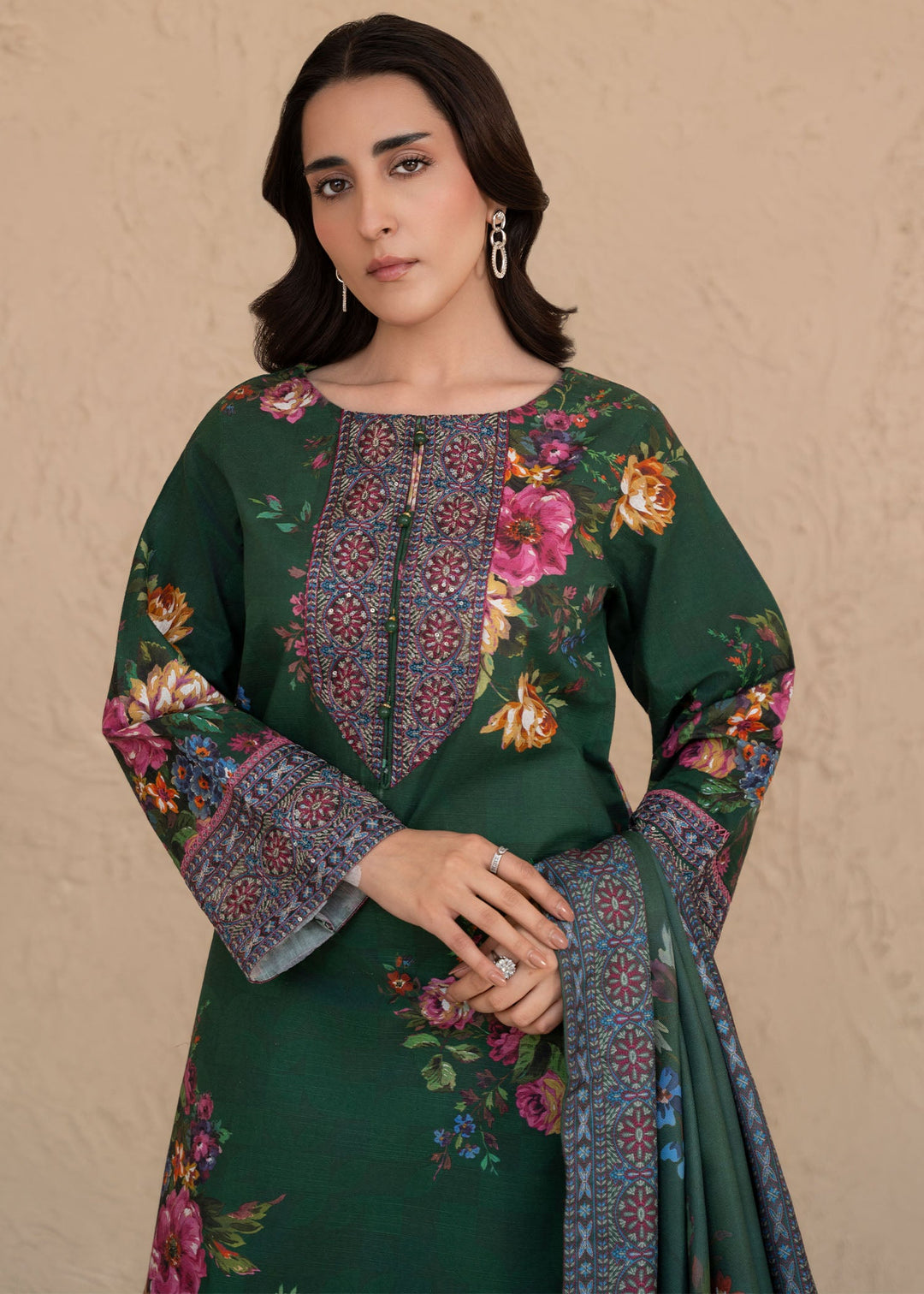 Meerak Women Khaddar Pret 3 Piece Embroidered Khaddar 204 - Winter Collection