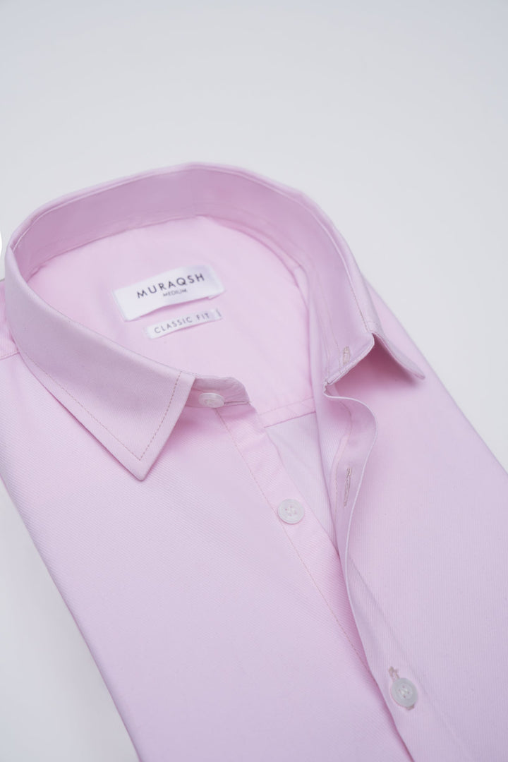 Muraqsh Ready To Wear Solids Cotton Men Tea Pink Textured Formal Shirt ABD-TPTFS - Summer Collection