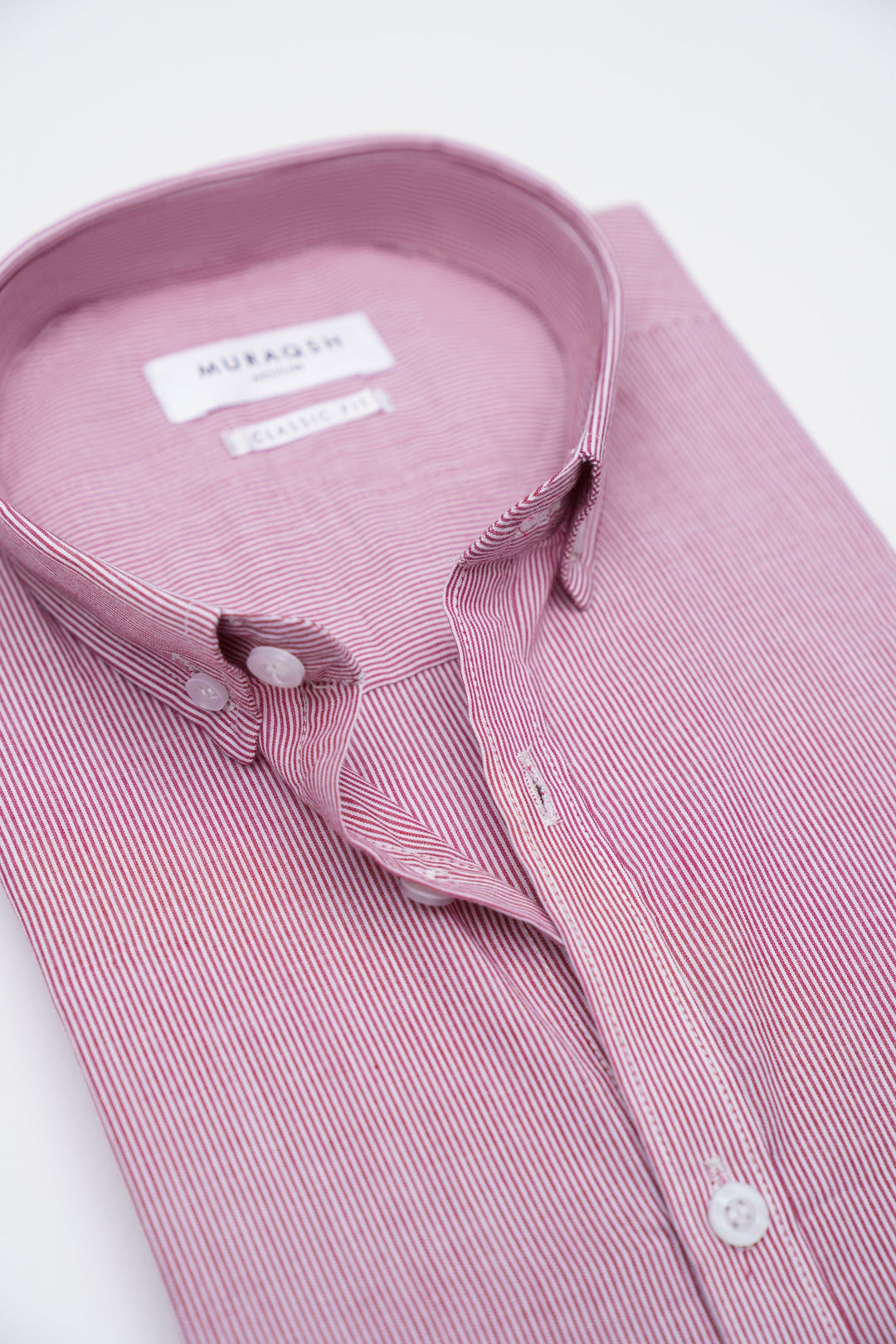 Muraqsh Ready To Wear Solids Cotton Men Red Striped Casual Shirt ABD-RSCS - Summer Collection