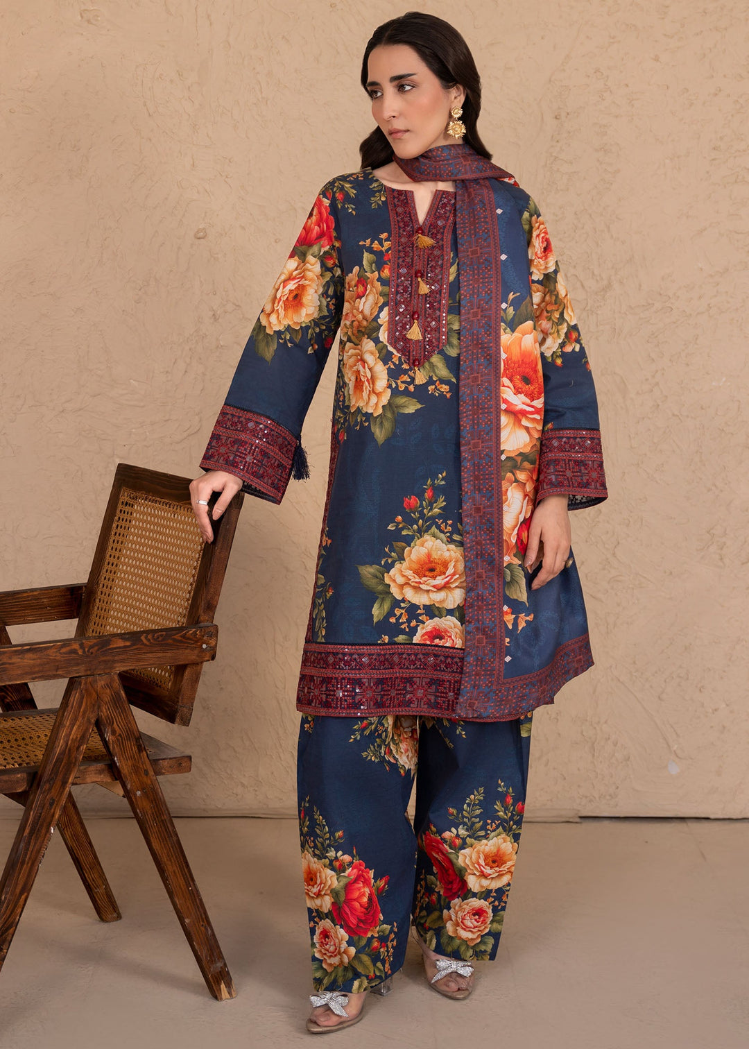 Meerak Women Khaddar Pret 3 Piece Embroidered Khaddar 205 - Winter Collection