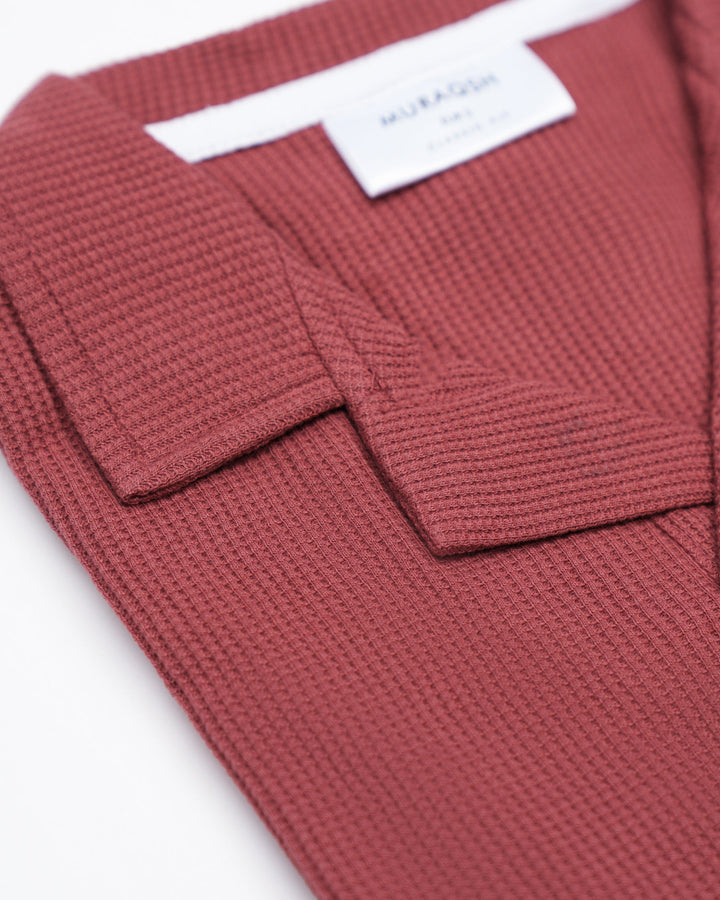 Muraqsh Ready To Wear Solids Waffle Men Waffle Rust Revere Polo ABD-WRRP - Summer Collection