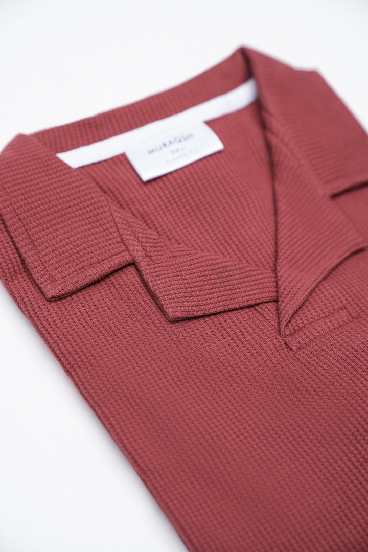 Muraqsh Ready To Wear Solids Waffle Men Waffle Rust Revere Polo ABD-WRRP - Summer Collection