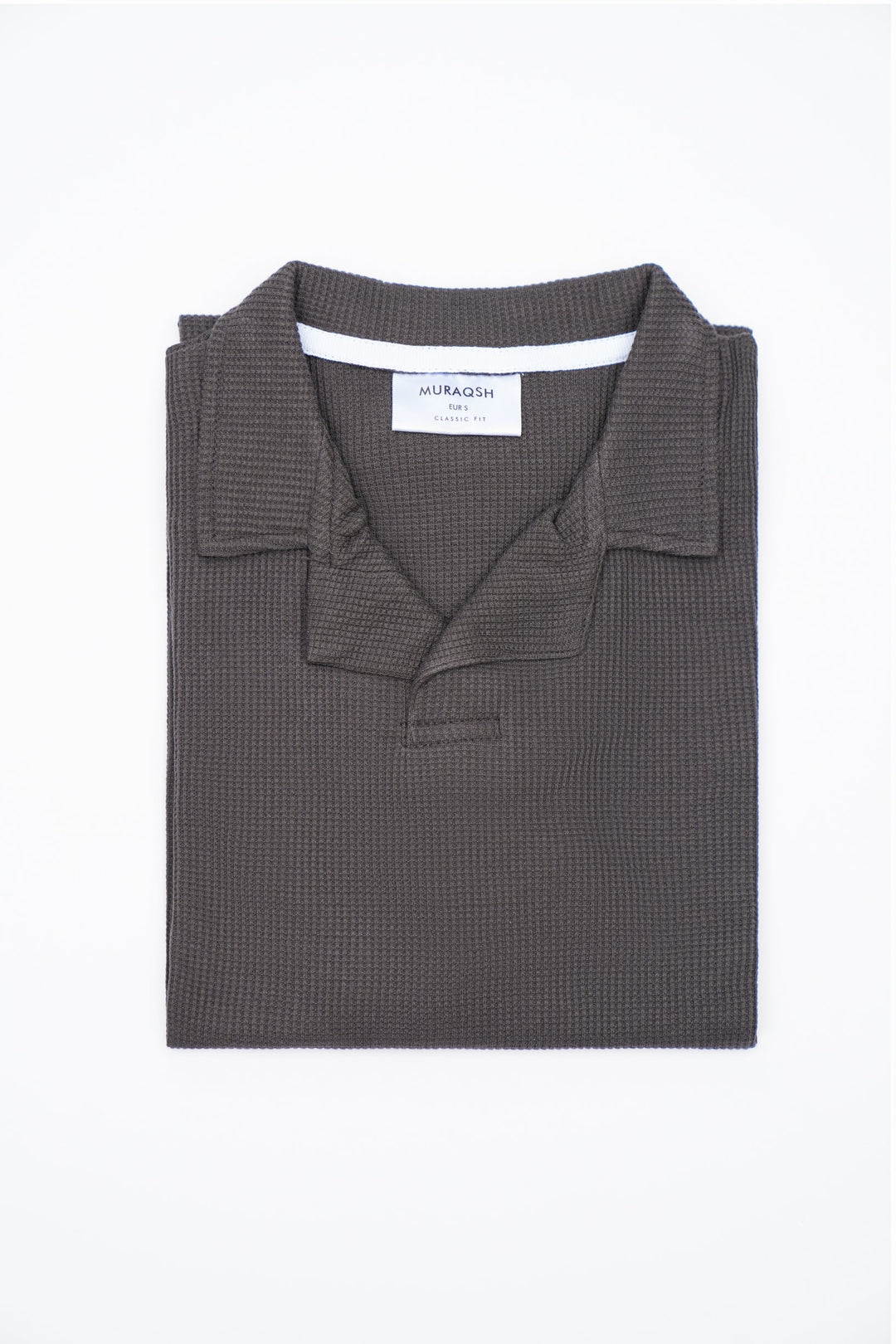 Muraqsh Ready To Wear Solids Waffle Men Waffle Heather Grey Revere Polo ABD-WHGRP - Summer Collection