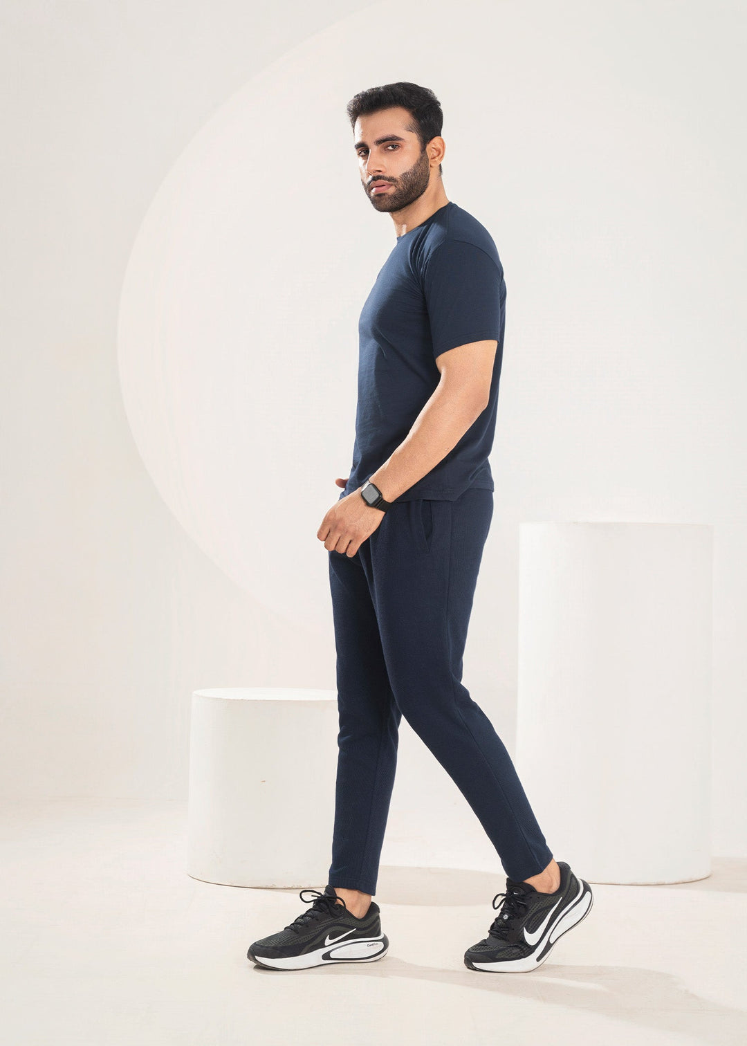 West Drop by Buraq Mens Shirt RTW Solids Cotton 1 Piece Suit Navy blue Casual Collection
