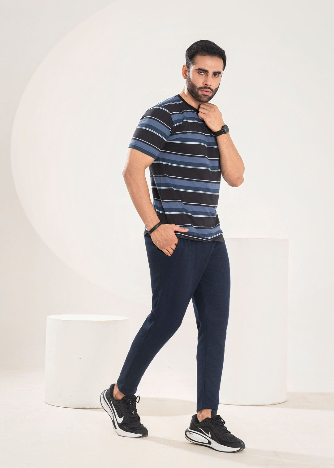 West Drop by Buraq Mens Shirt RTW Solids Cotton 1 Piece Suit Blue Stripper Casual Collection