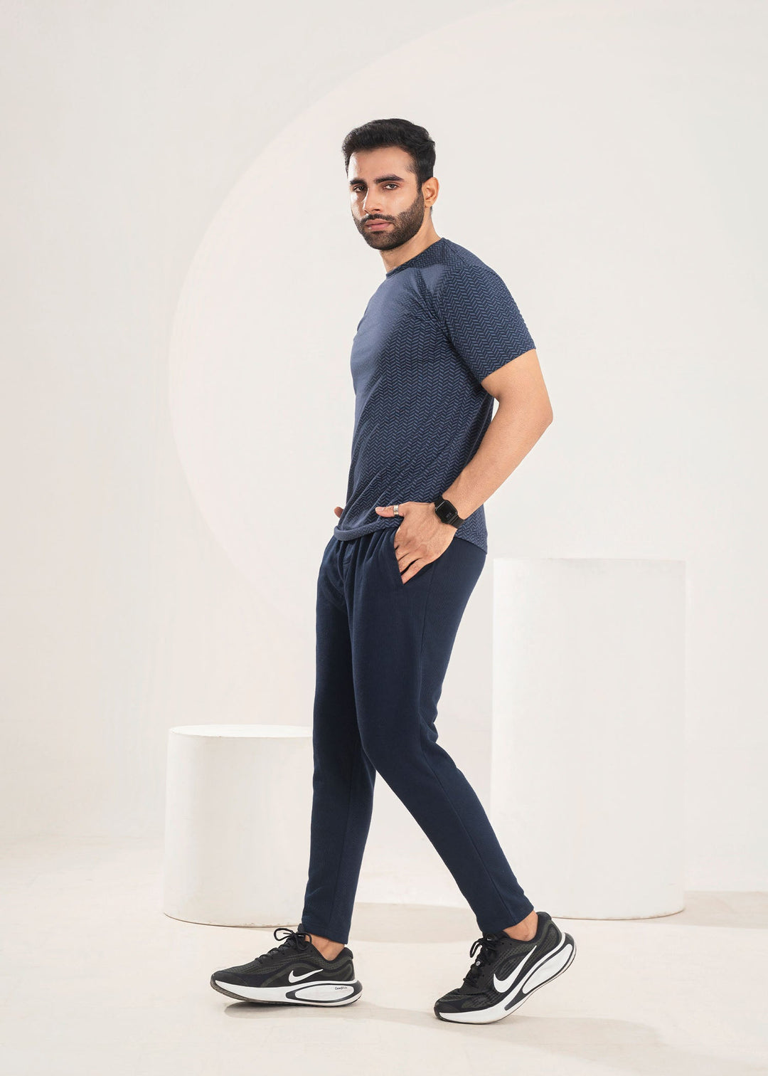 West Drop by Buraq Mens Shirt RTW Solids Cotton 1 Piece Suit Blue Print Casual Collection