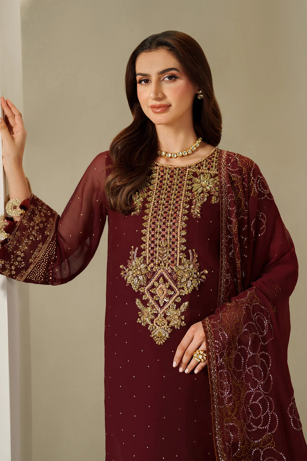 Alizeh Fashion Unstitched Embroidered Chiffon 3 Piece Suit AF26UCF AF-HM-4047-Kavya - Festive Collection