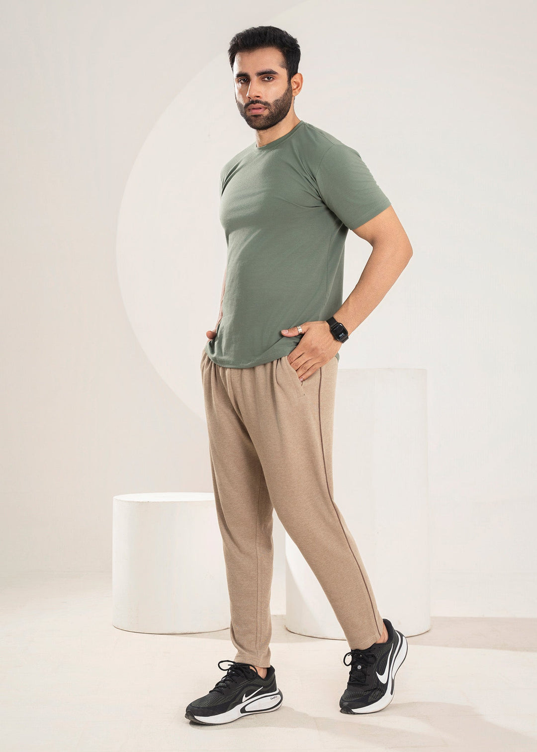 West Drop by Buraq Mens Shirt RTW Solids Cotton 1 Piece Suit Sage Green Casual Collection