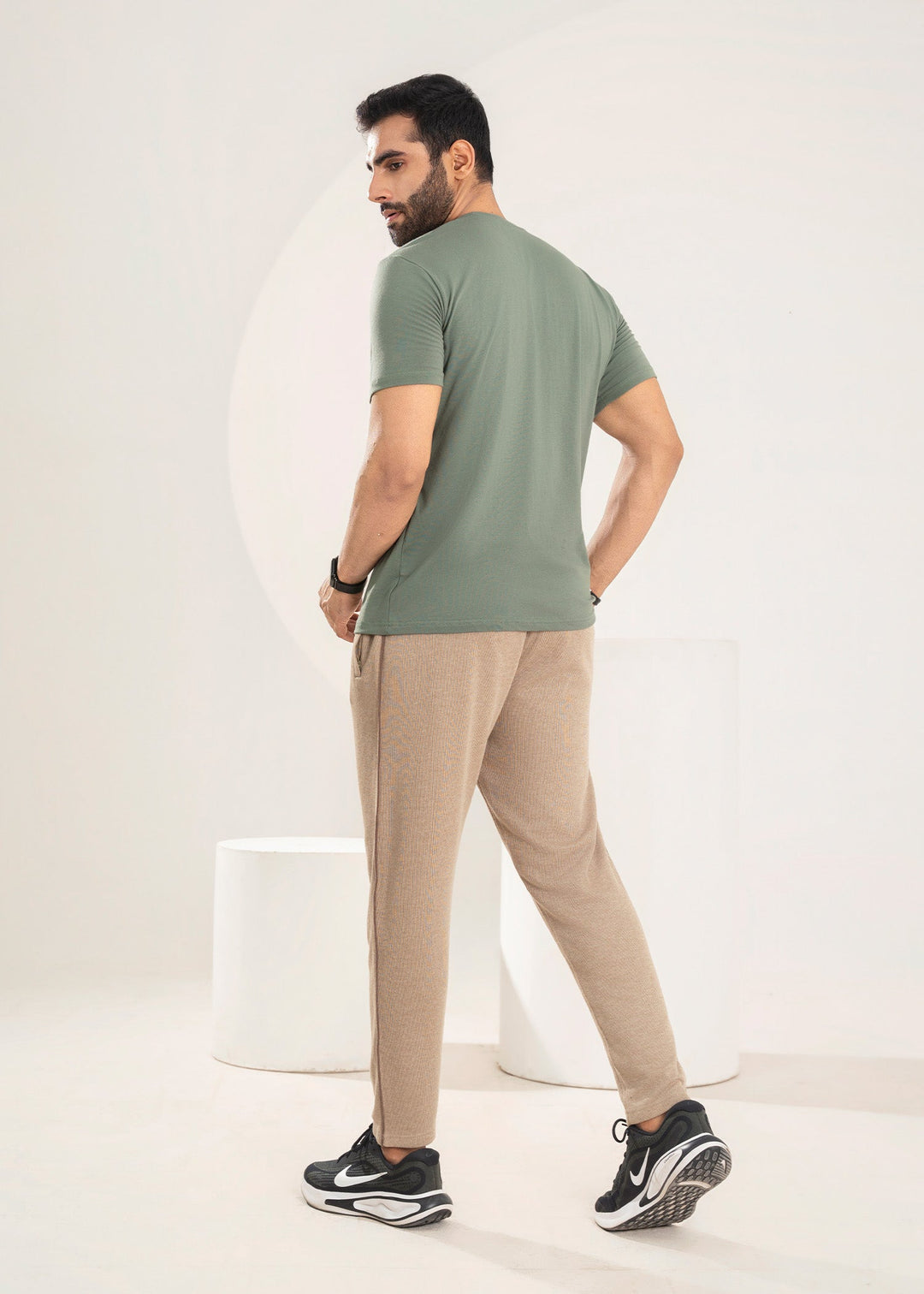 West Drop by Buraq Mens Shirt RTW Solids Cotton 1 Piece Suit Sage Green Casual Collection