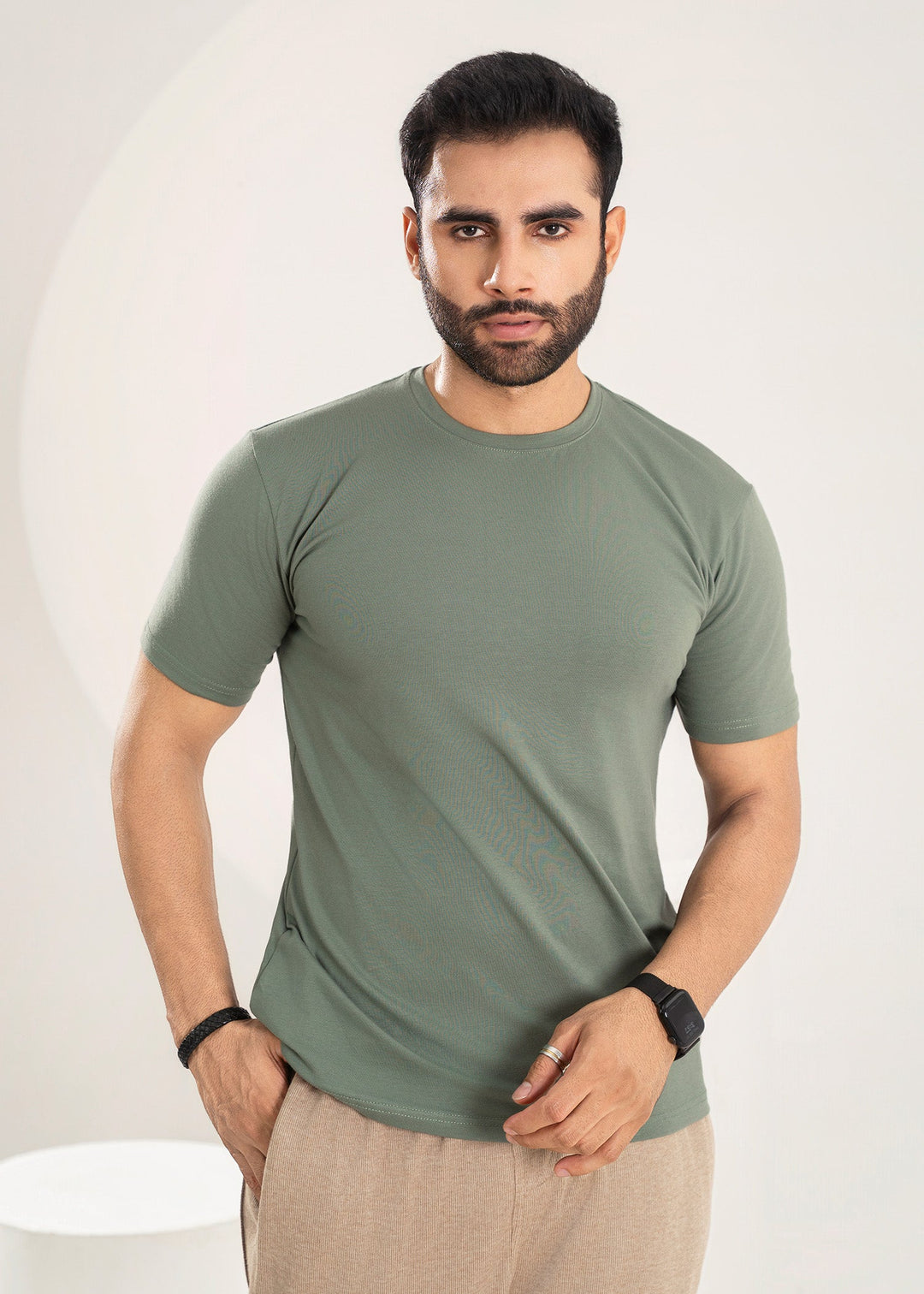 West Drop by Buraq Mens Shirt RTW Solids Cotton 1 Piece Suit Sage Green Casual Collection