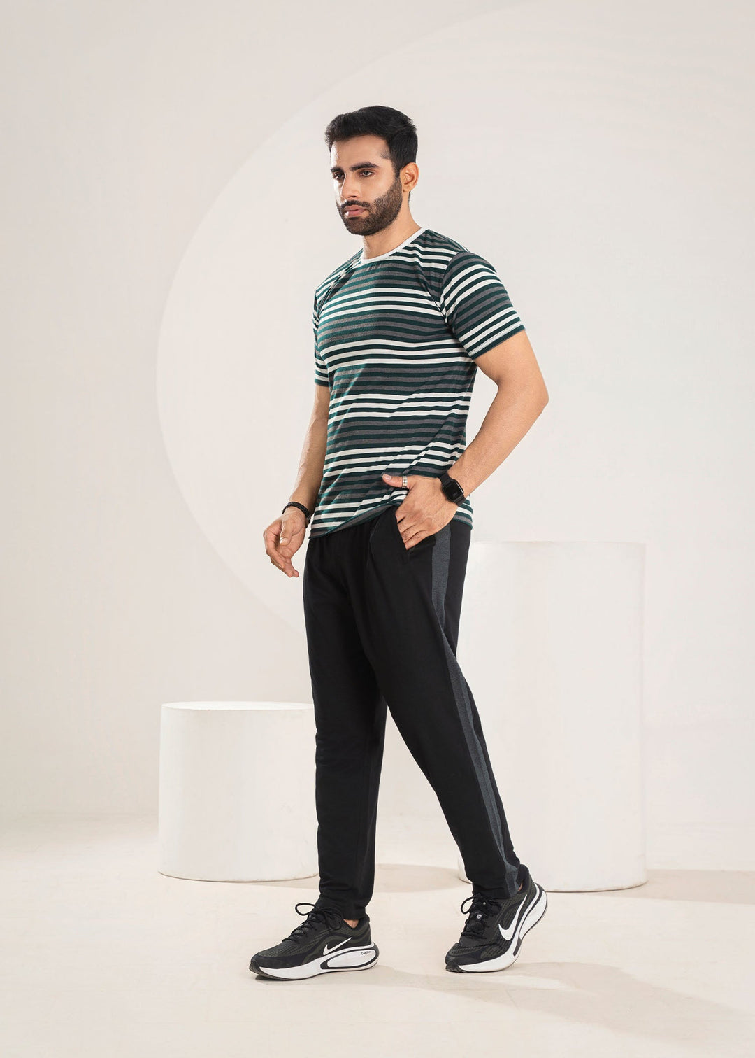 West Drop by Buraq Mens Shirt RTW Solids Cotton 1 Piece Suit Green Stripper Casual Collection