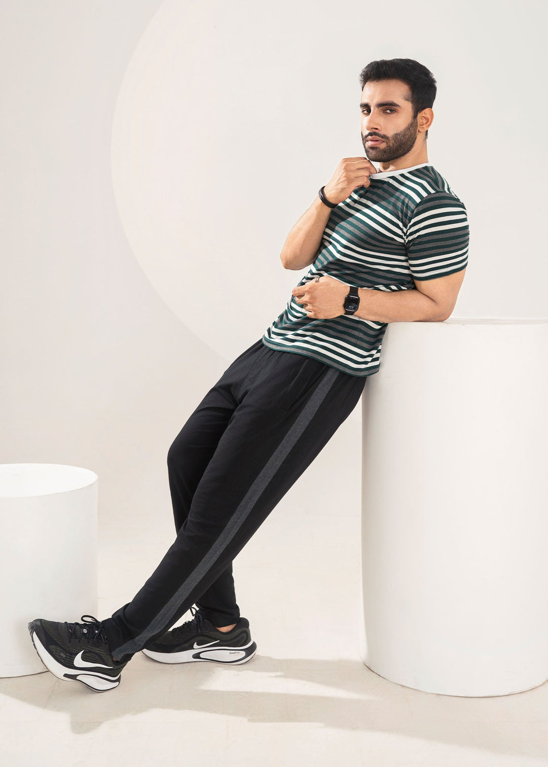 West Drop by Buraq Mens Shirt RTW Solids Cotton 1 Piece Suit Green Stripper Casual Collection