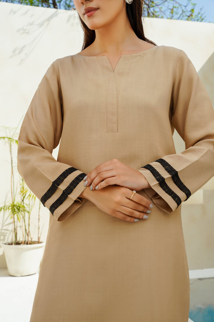 Divinely Crafted Pret Solids Cotton Silk 2 Piece Sandy Brown