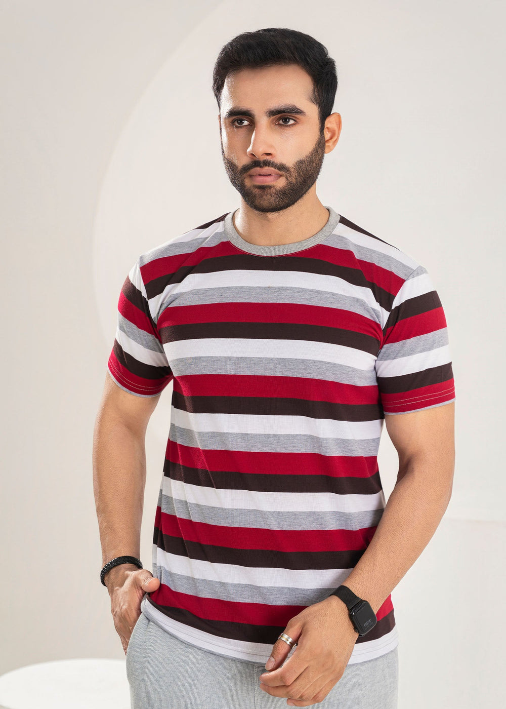 West Drop by Buraq Mens Shirt RTW Solids Cotton 1 Piece Suit Red Stripper Casual Collection