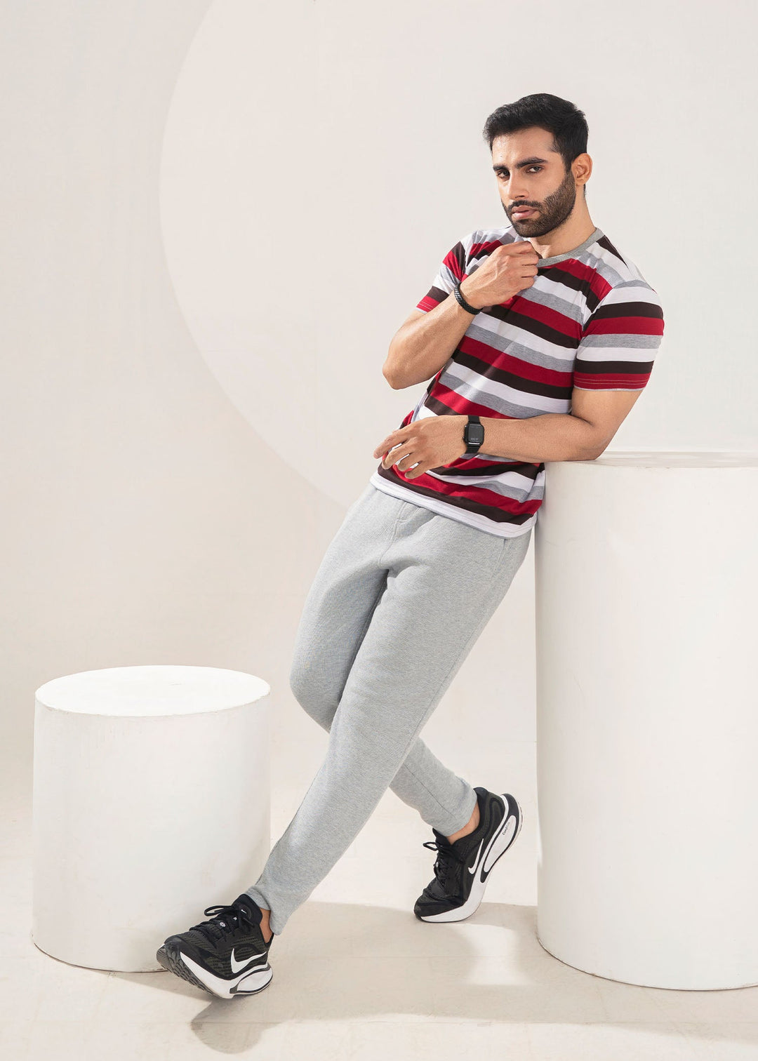 West Drop by Buraq Mens Shirt RTW Solids Cotton 1 Piece Suit Red Stripper Casual Collection