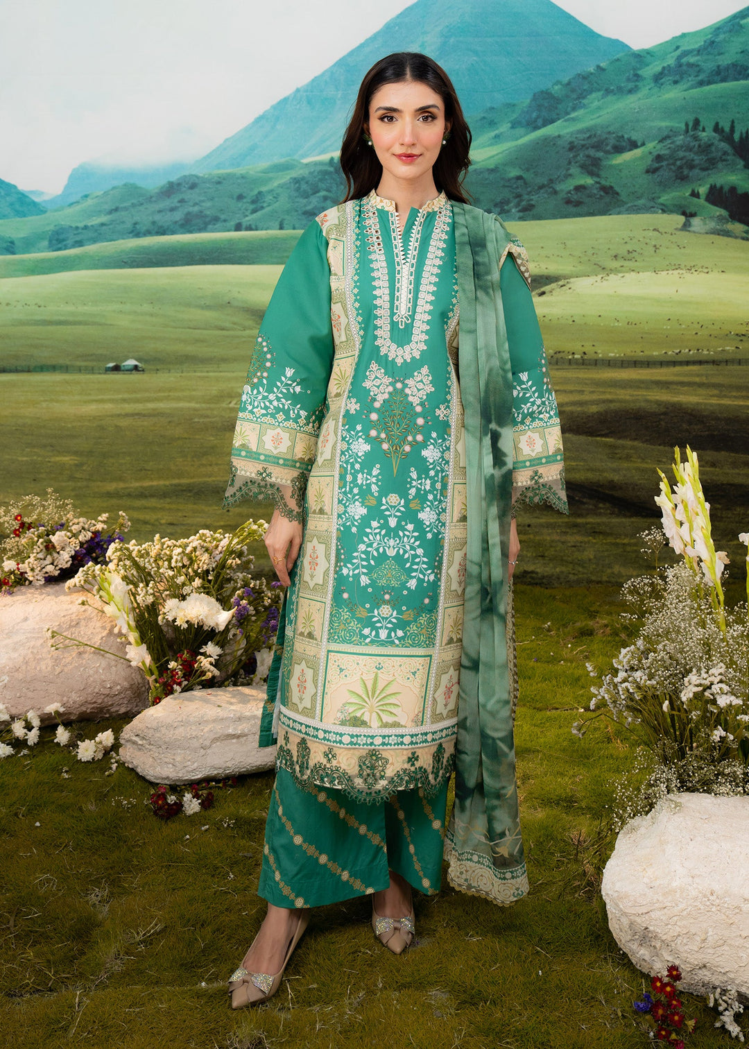 Elysian by Meerak RTW Embroidered Lawn 3 Piece Suit Orchid Casual Collection