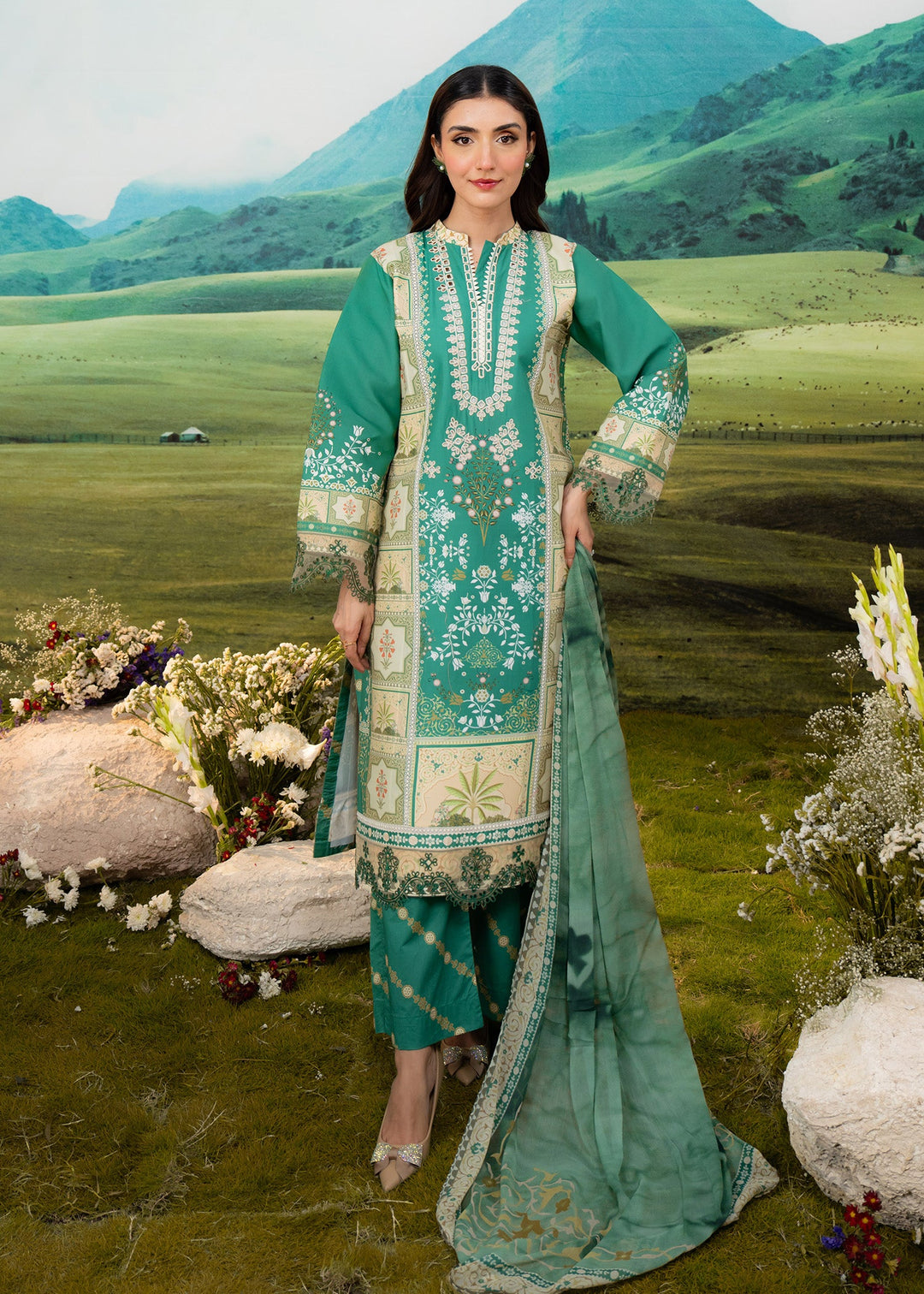 Elysian by Meerak RTW Embroidered Lawn 3 Piece Suit Orchid Casual Collection