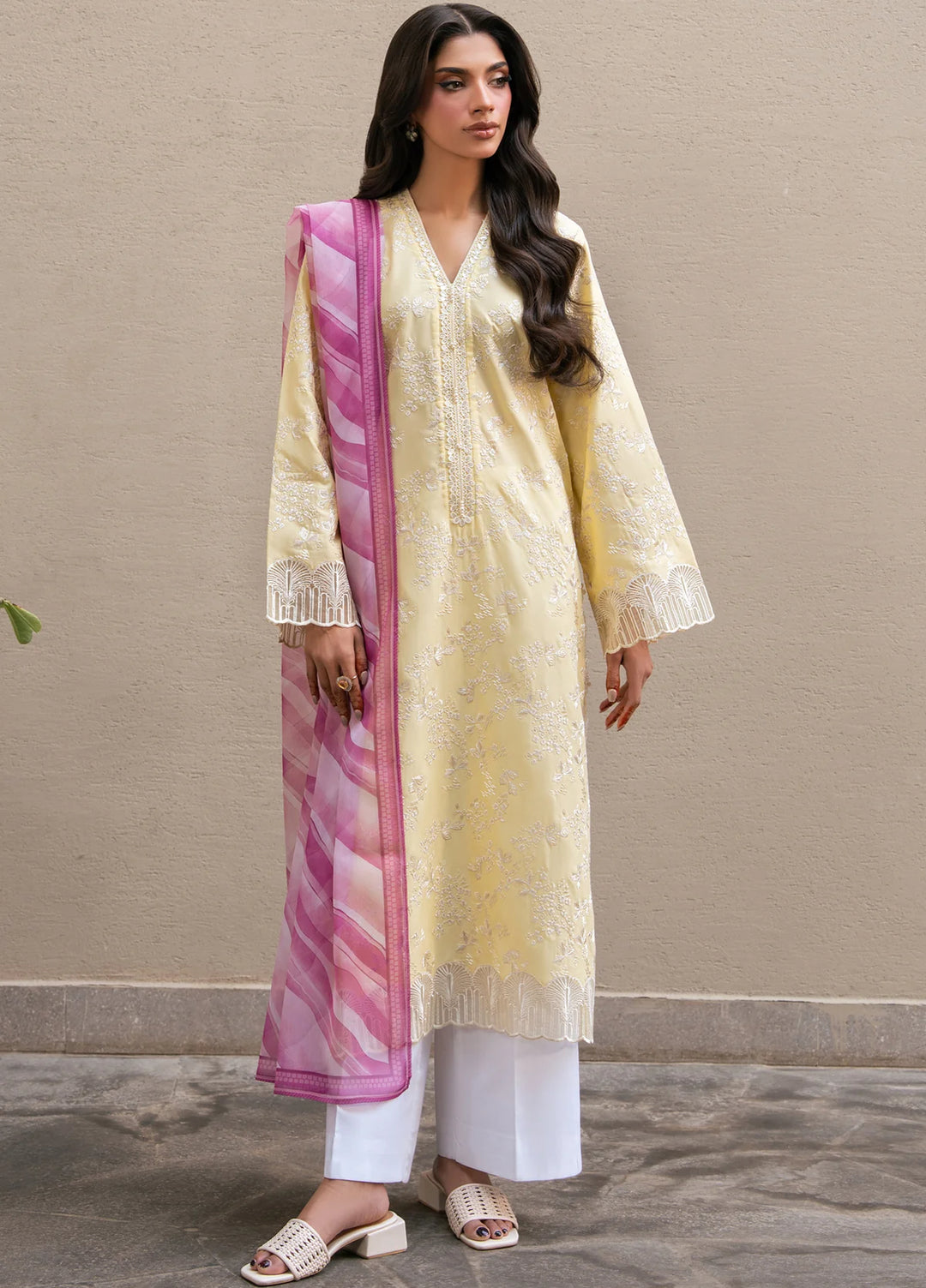 Layana by Xenia Formals Unstitched Embroidered Lawn 3 Piece Suit XE26ULL D-5 Soleil - Summer Collection