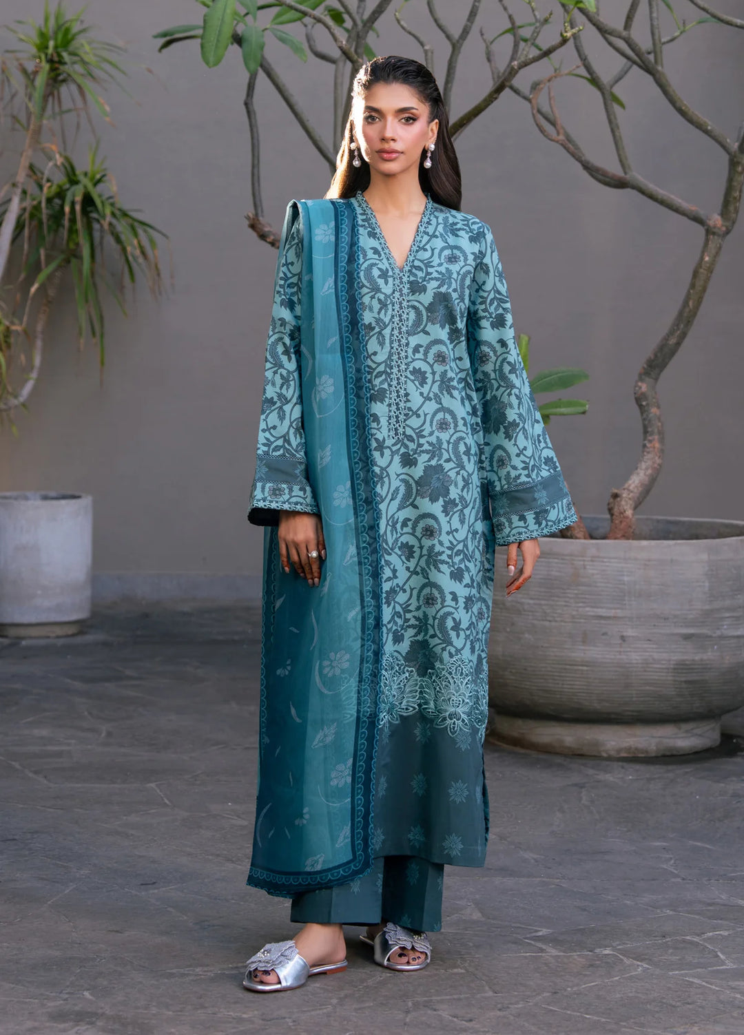 Layana by Xenia Formals Unstitched Embroidered Lawn 3 Piece Suit XE26ULL D-6 Rhode - Summer Collection