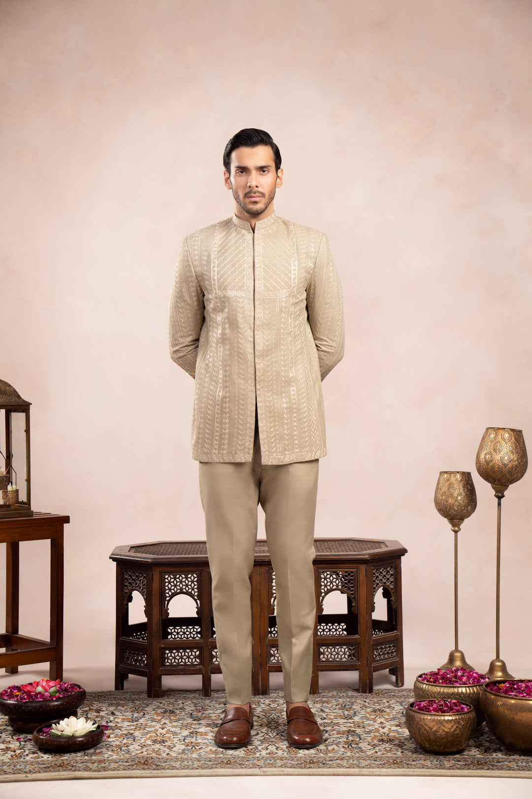 Muraqsh Ready To Wear Embroidered Cotton Men Royal Mint Prince Coat MUR-RMEPC - Summer Collection