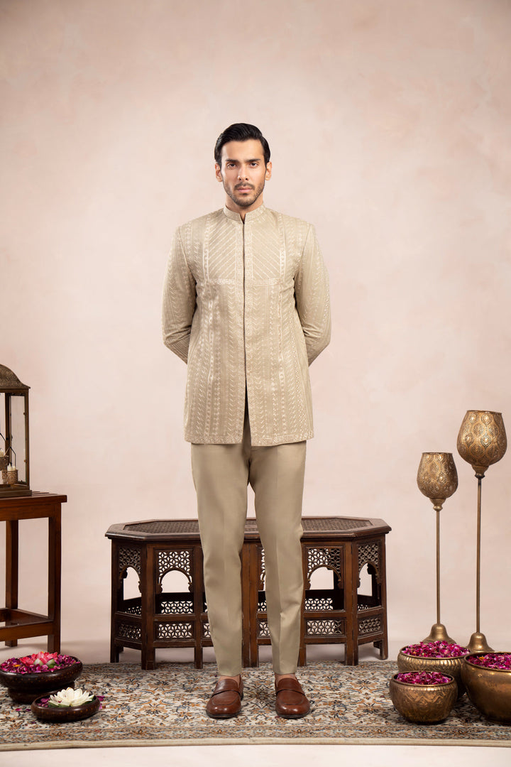 Muraqsh Ready To Wear Embroidered Cotton Men Royal Mint Prince Coat MUR-RMEPC - Summer Collection